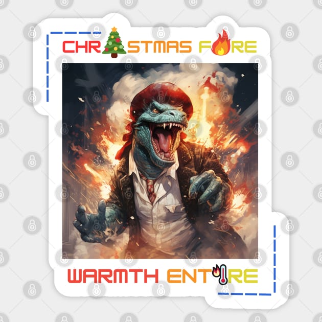 Godzilla Christmas fire warmth entire Sticker by MilkyBerry